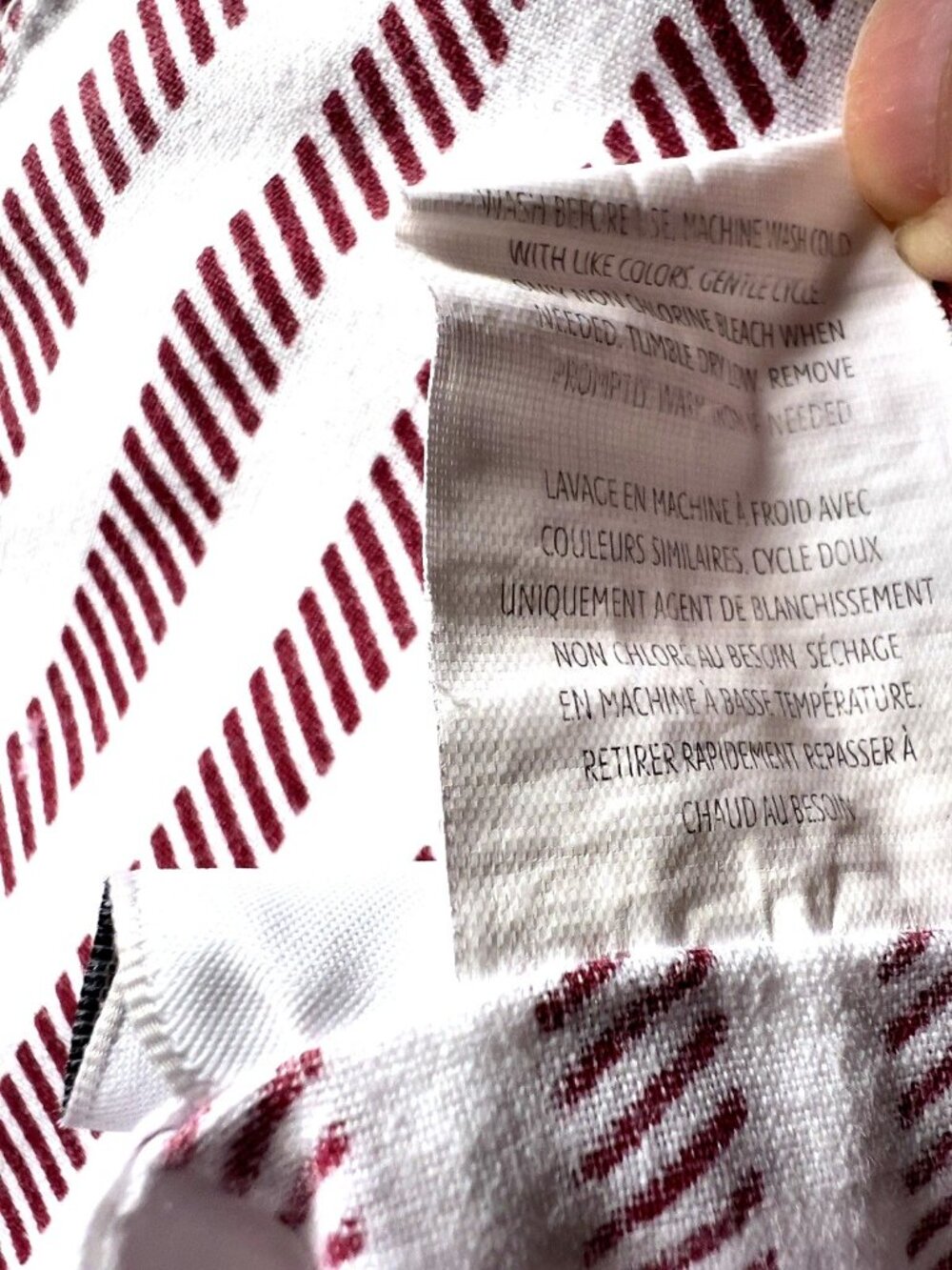 LACOSTE QUEEN Flat Sheet Red White Ticking Stripe Cotton Blend France Designed - Picture 4 of 9